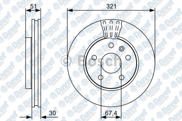 BOSCH 0986479C16 Fren Diski On 321mm Opel Insignia 08> (17 Jant)